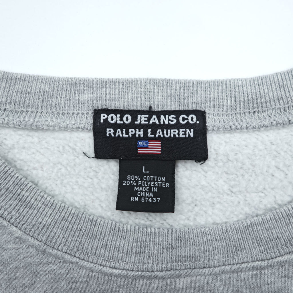 Polo Ralph Lauren POLO JEANS CO. 90s Vintage Stars and Stripes Logo Print Sweatshirt L Gray