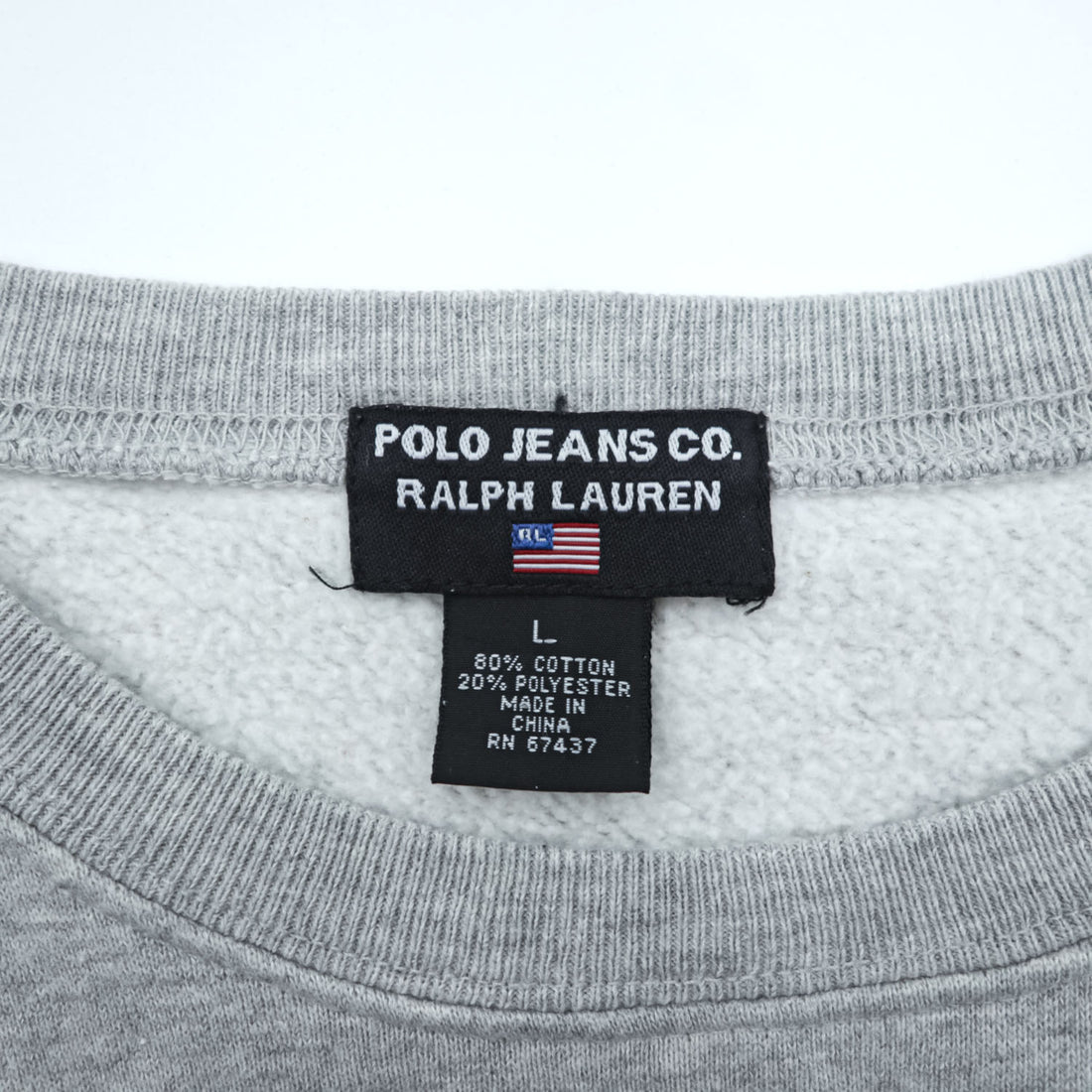 Polo Ralph Lauren POLO JEANS CO. 90s Vintage Stars and Stripes Logo Print Sweatshirt L Gray