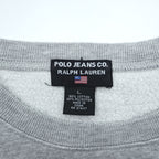 Polo Ralph Lauren POLO JEANS CO. 90s Vintage Stars and Stripes Logo Print Sweatshirt L Gray