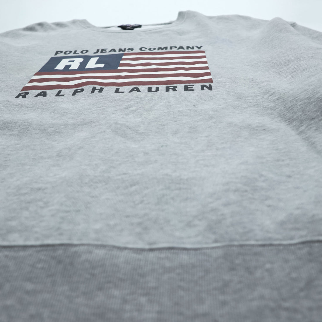 Polo Ralph Lauren POLO JEANS CO. 90s Vintage Stars and Stripes Logo Print Sweatshirt L Gray