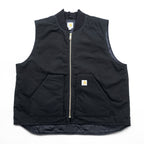 carhartt ダック 中綿 ワークベスト 2XL ブラック キルティング ジップアップ V01 ビッグサイズ