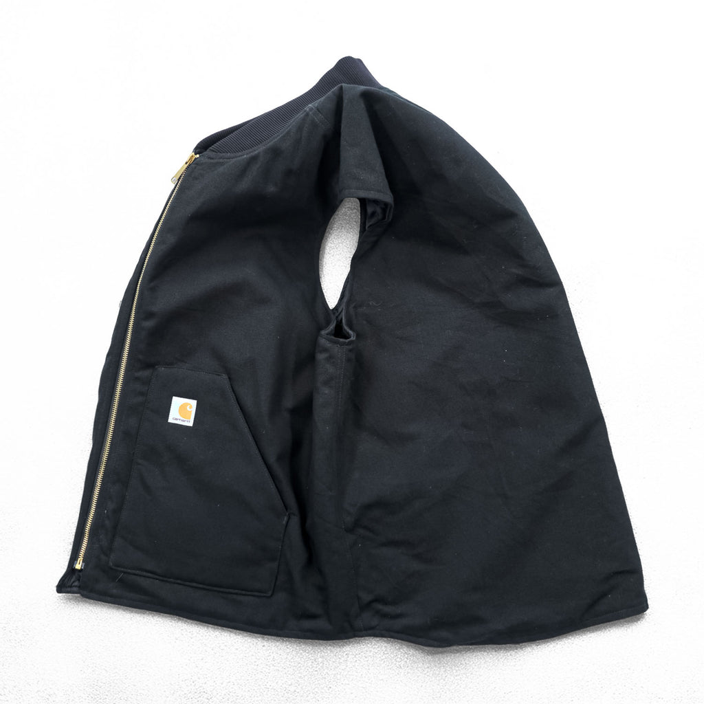 carhartt ダック 中綿 ワークベスト 2XL ブラック キルティング ジップアップ V01 ビッグサイズ