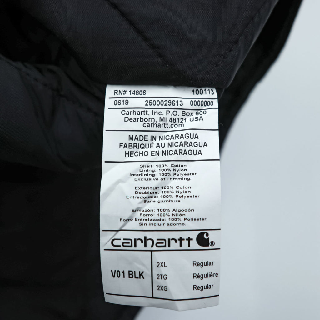 carhartt ダック 中綿 ワークベスト 2XL ブラック キルティング ジップアップ V01 ビッグサイズ