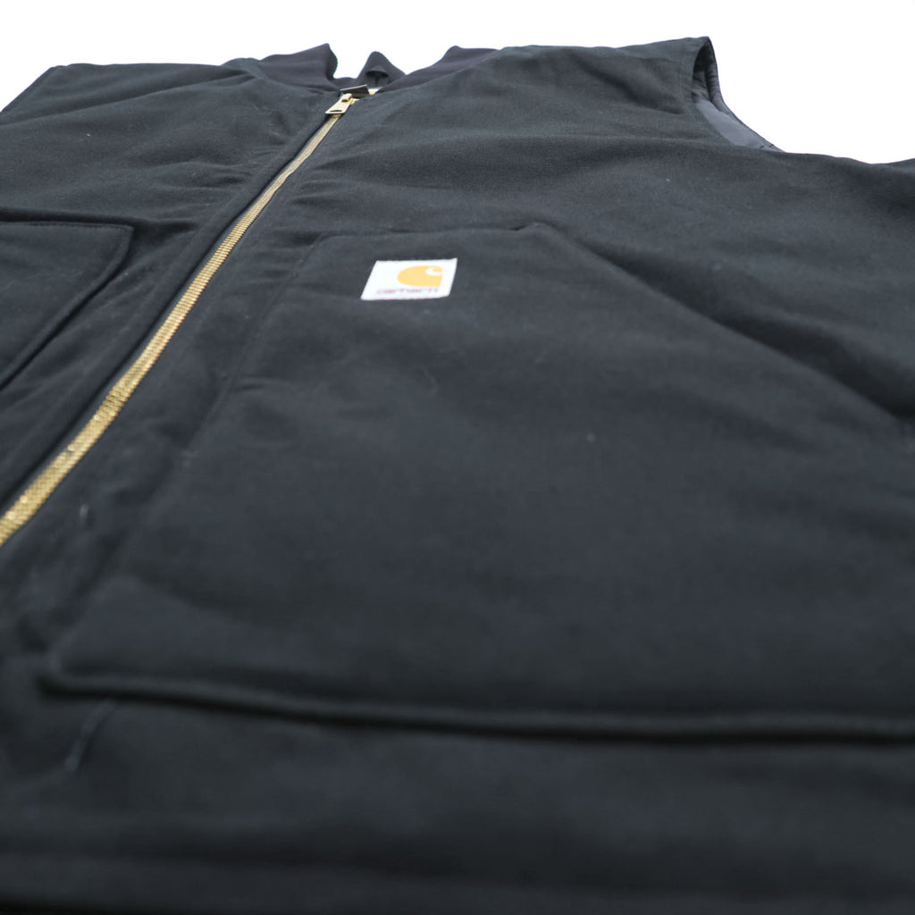 carhartt ダック 中綿 ワークベスト 2XL ブラック キルティング ジップアップ V01 ビッグサイズ