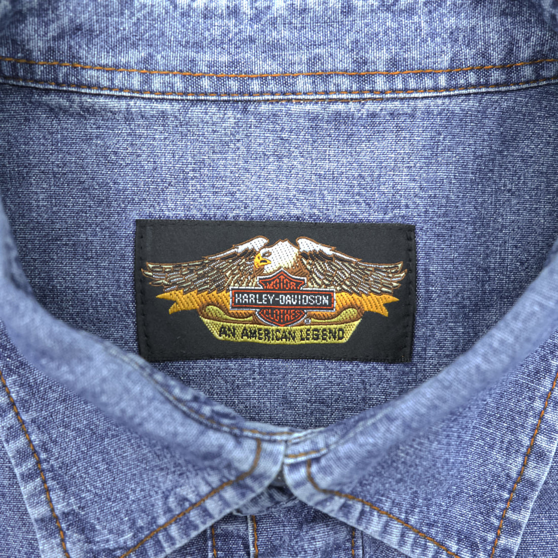 HARLEY DAVIDSON Denim Long-Sleeve Western Shirt, Size XL, Blue, Snap Button