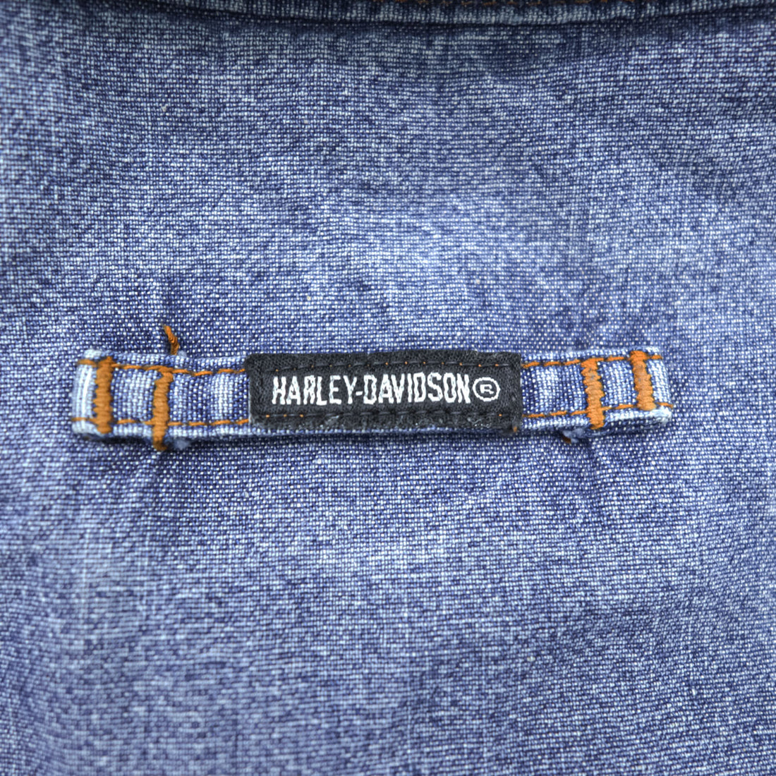 HARLEY DAVIDSON Denim Long-Sleeve Western Shirt, Size XL, Blue, Snap Button