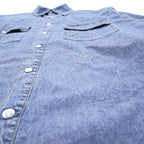 HARLEY DAVIDSON Denim Long-Sleeve Western Shirt, Size XL, Blue, Snap Button