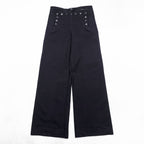 40s Vintage US Navy Naval Clothing Factory Wool Sailor Pants Lace Back Anchor Button A Zip Dark Navy