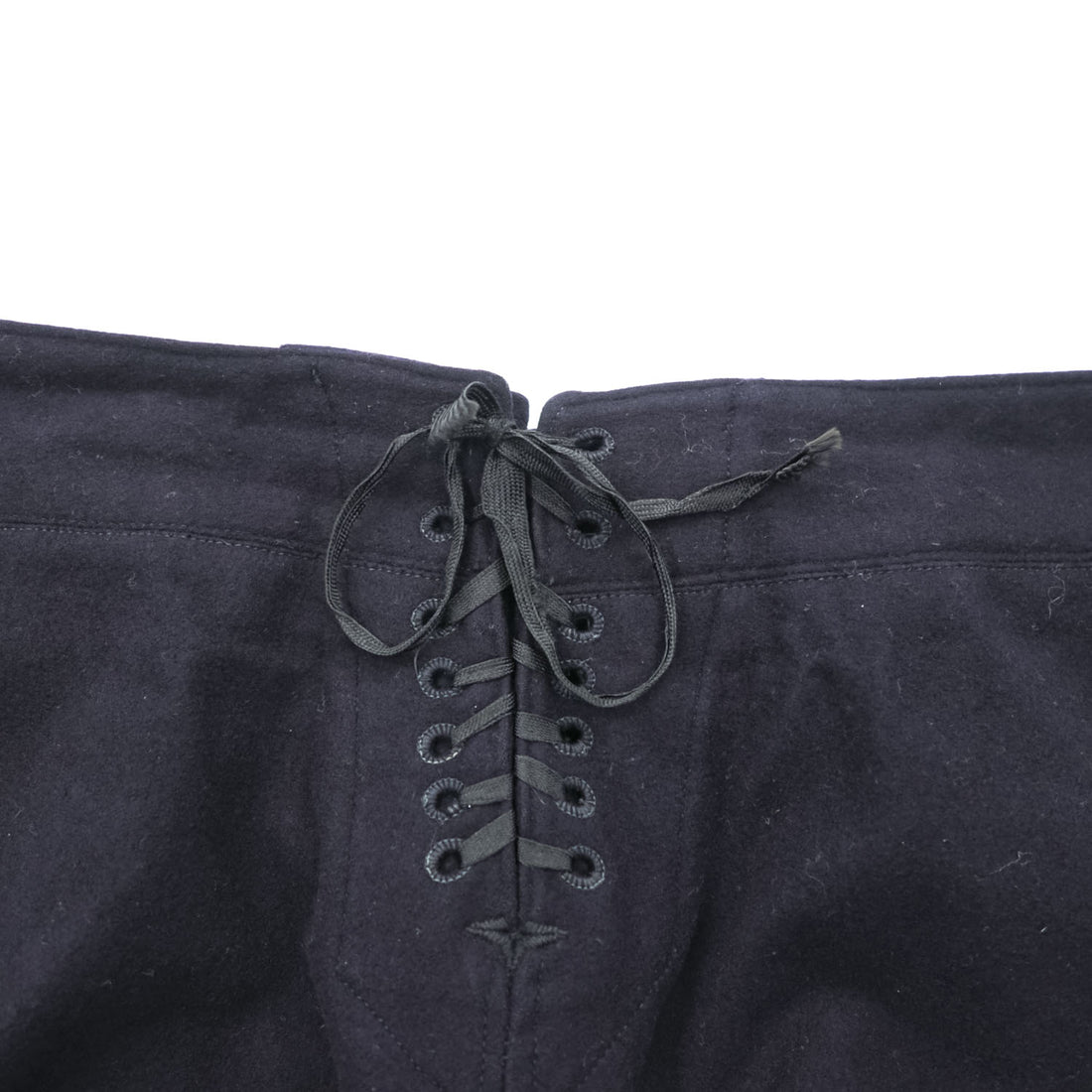 40s Vintage US Navy Naval Clothing Factory Wool Sailor Pants Lace Back Anchor Button A Zip Dark Navy