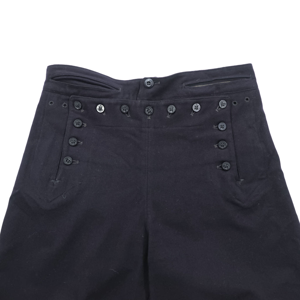 40s Vintage US Navy Naval Clothing Factory Wool Sailor Pants Lace Back Anchor Button A Zip Dark Navy