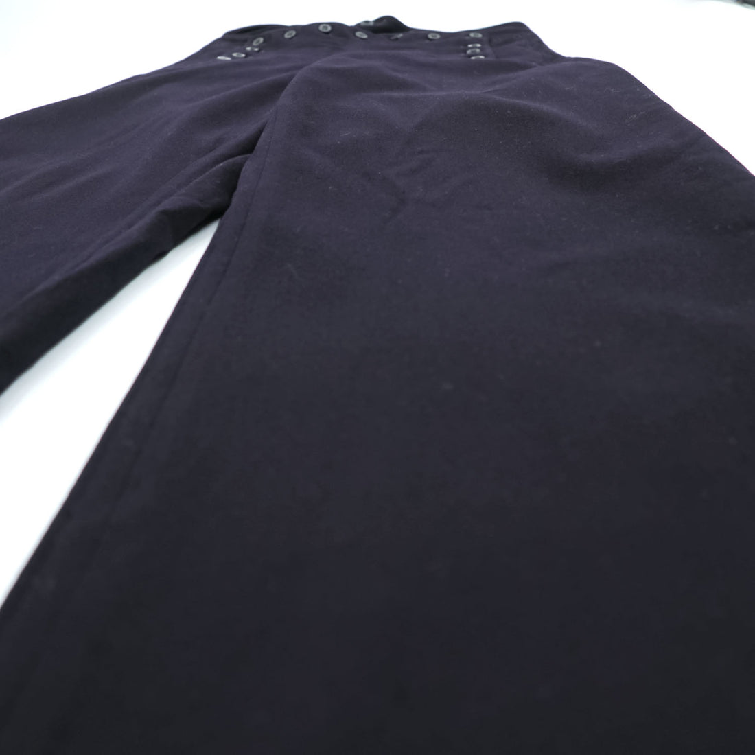 40s Vintage US Navy Naval Clothing Factory Wool Sailor Pants Lace Back Anchor Button A Zip Dark Navy