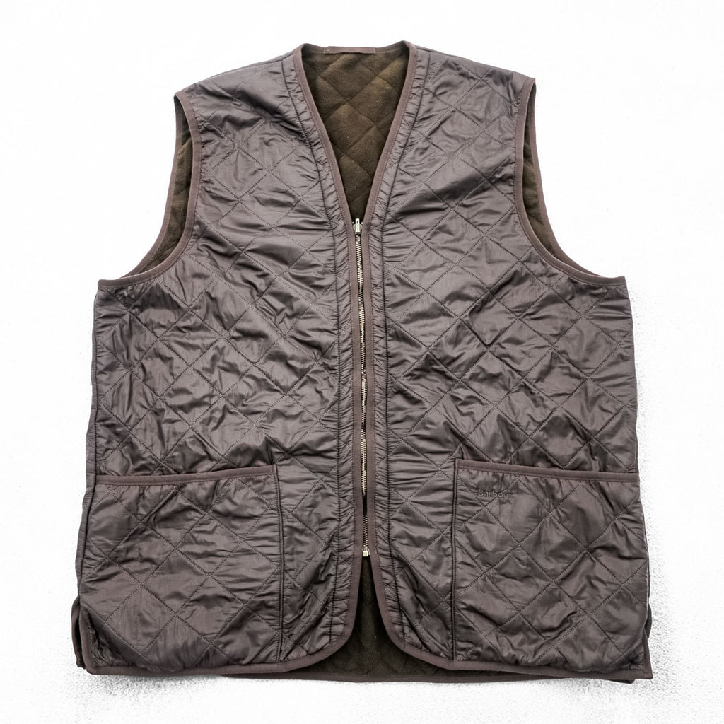 Barbour リバーシブル キルティングベスト フリースライナー XL ブラウン ナイロン MLI0002