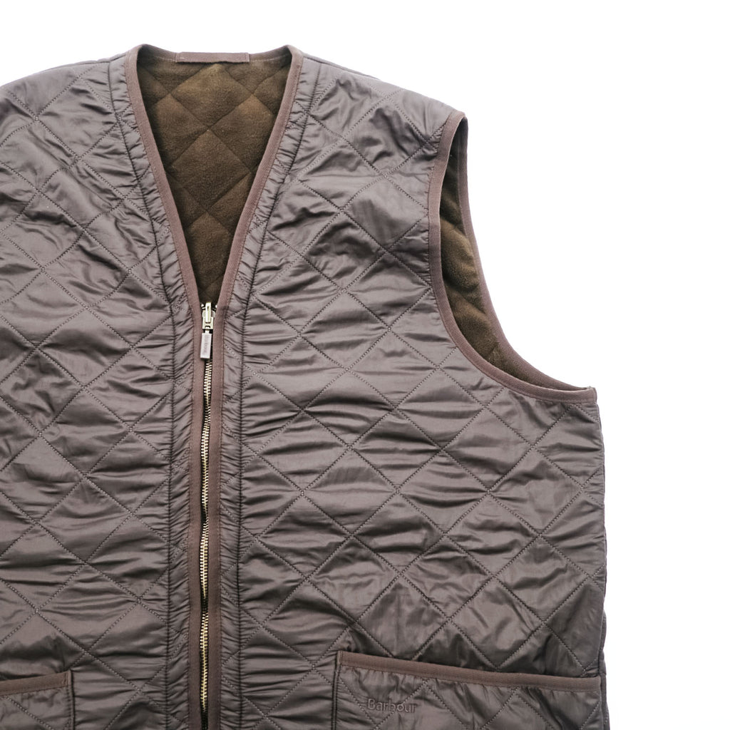 Barbour リバーシブル キルティングベスト フリースライナー XL ブラウン ナイロン MLI0002
