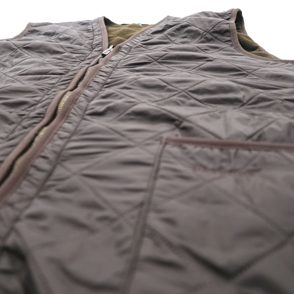 Barbour リバーシブル キルティングベスト フリースライナー XL ブラウン ナイロン MLI0002