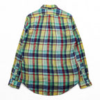 Ralph Lauren 90s Vintage Long-Sleeve Button-Down Shirt, Size M, Yellow, Green, Red, Small Pony Logo Embroidery