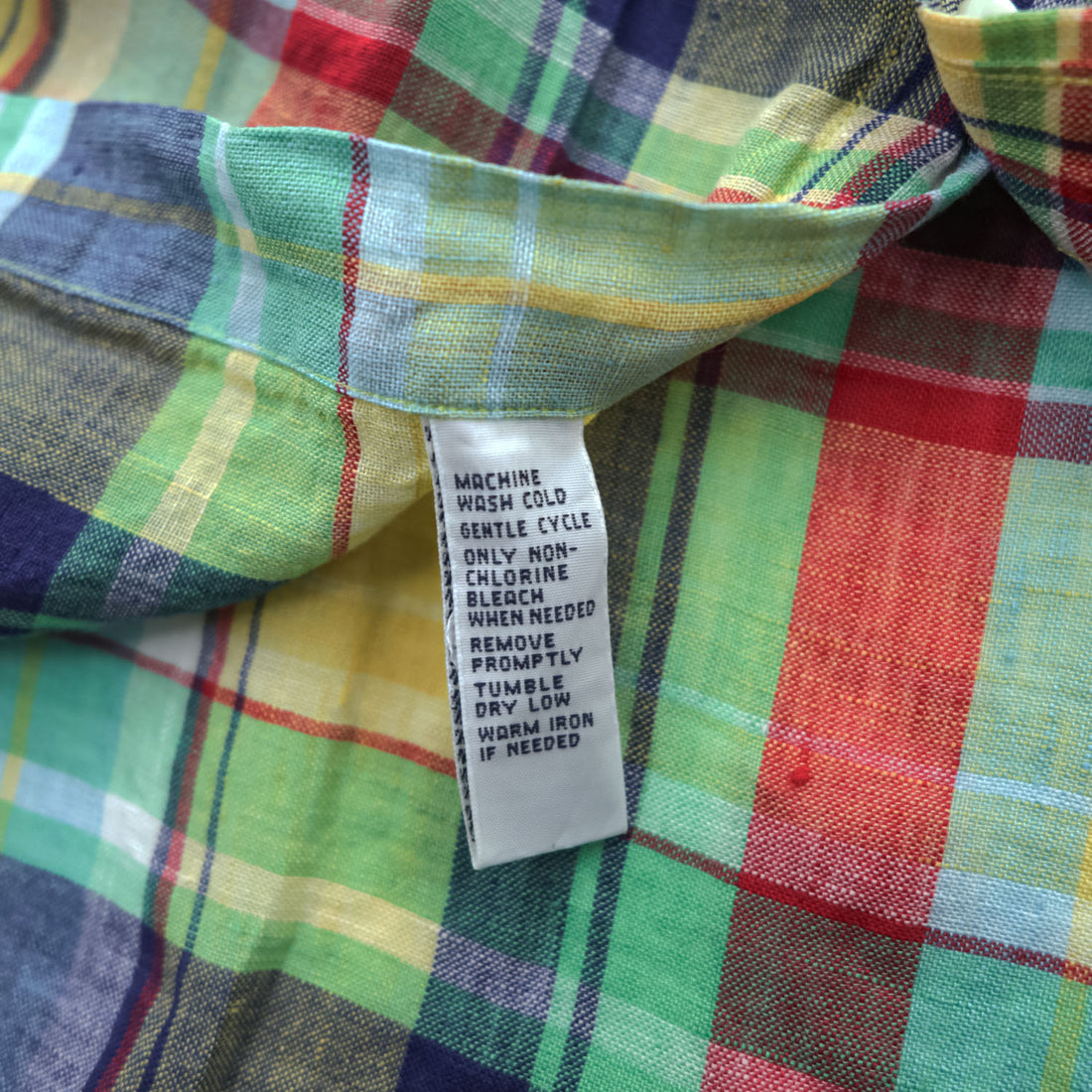 Ralph Lauren 90s Vintage Long-Sleeve Button-Down Shirt, Size M, Yellow, Green, Red, Small Pony Logo Embroidery