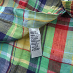 Ralph Lauren 90s Vintage Long-Sleeve Button-Down Shirt, Size M, Yellow, Green, Red, Small Pony Logo Embroidery