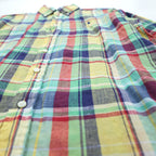 Ralph Lauren 90s Vintage Long-Sleeve Button-Down Shirt, Size M, Yellow, Green, Red, Small Pony Logo Embroidery