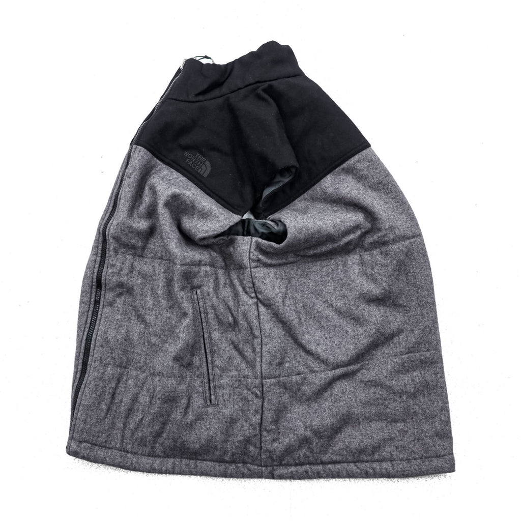THE NORTH FACE ウールブレンド 中綿 ダウンベスト XL グレー ブラック ドローコード バイカラー A9U7