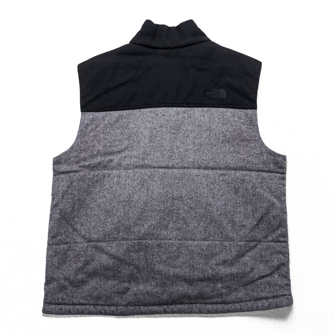 THE NORTH FACE ウールブレンド 中綿 ダウンベスト XL グレー ブラック ドローコード バイカラー A9U7