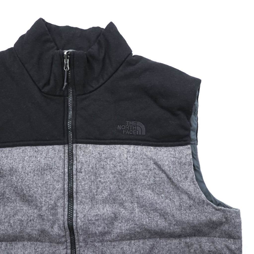 THE NORTH FACE ウールブレンド 中綿 ダウンベスト XL グレー ブラック ドローコード バイカラー A9U7