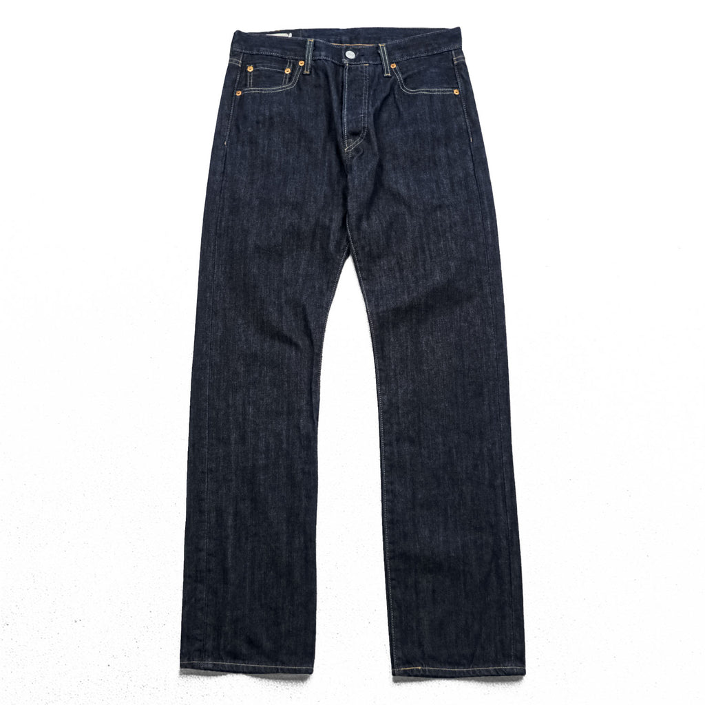 Levi Strauss 501 Rigid Denim Pants Jeans M Indigo Blue Big E Button Fly Leather Patch Bulgaria Made 00501-0162