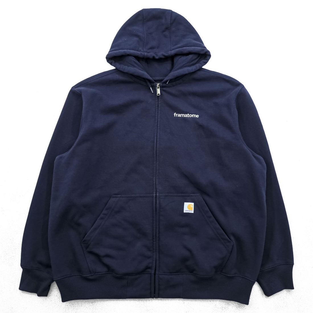 carhartt ルーズフィット ジップパーカー XL ネイビー LOOSE FIT フロントポケット RAIN DEFENDER 企業ロゴ TS0614