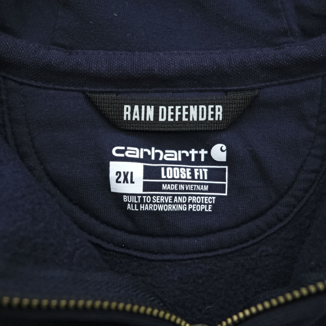 Carhartt Zip Up Hoodie,  Loose Fit Size XL, Navy, Rain Defender TS0614