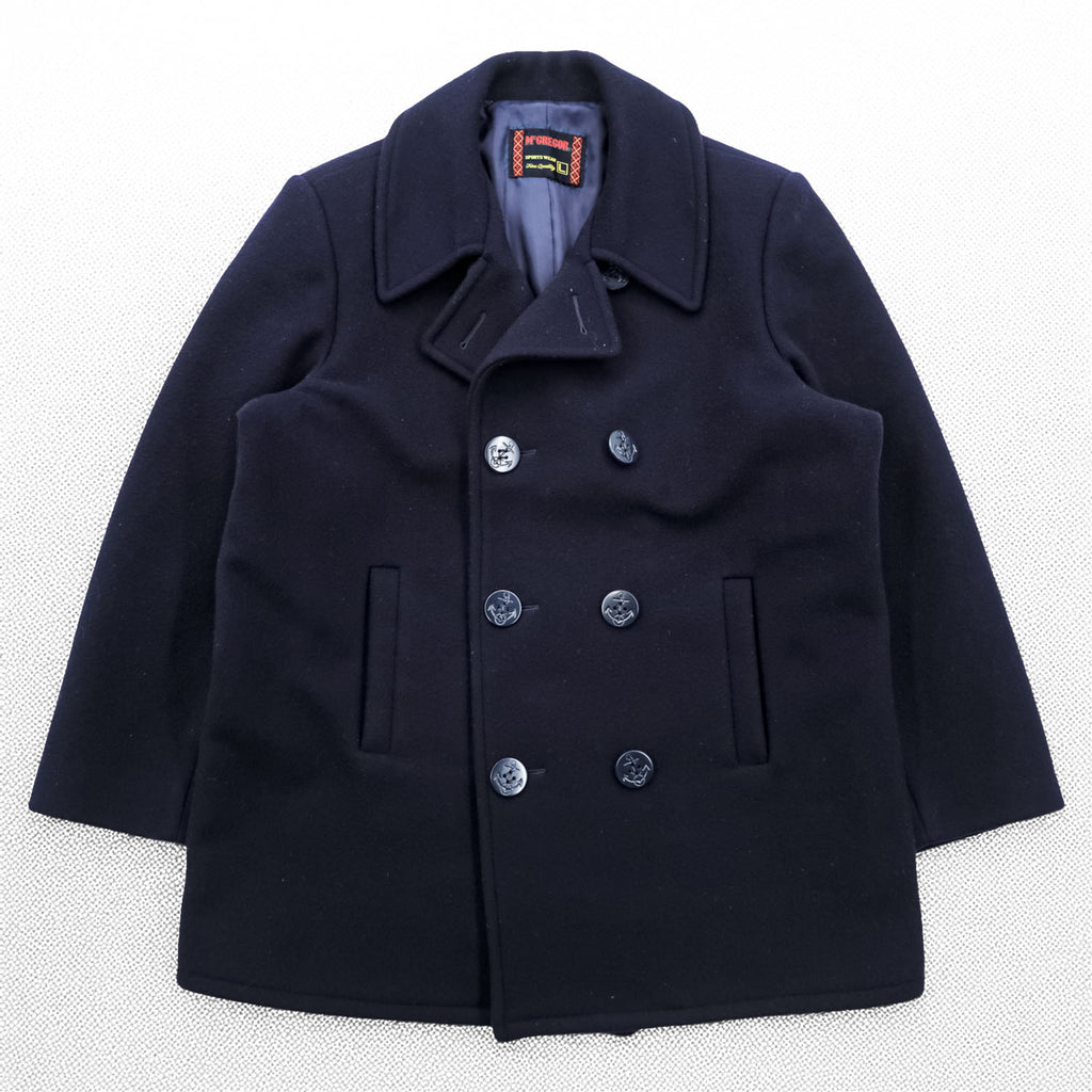 McGregor 80s Vintage Japan Made Melton Wool Peacoat Navy Double Breasted Short Coat Made in Japan Size L