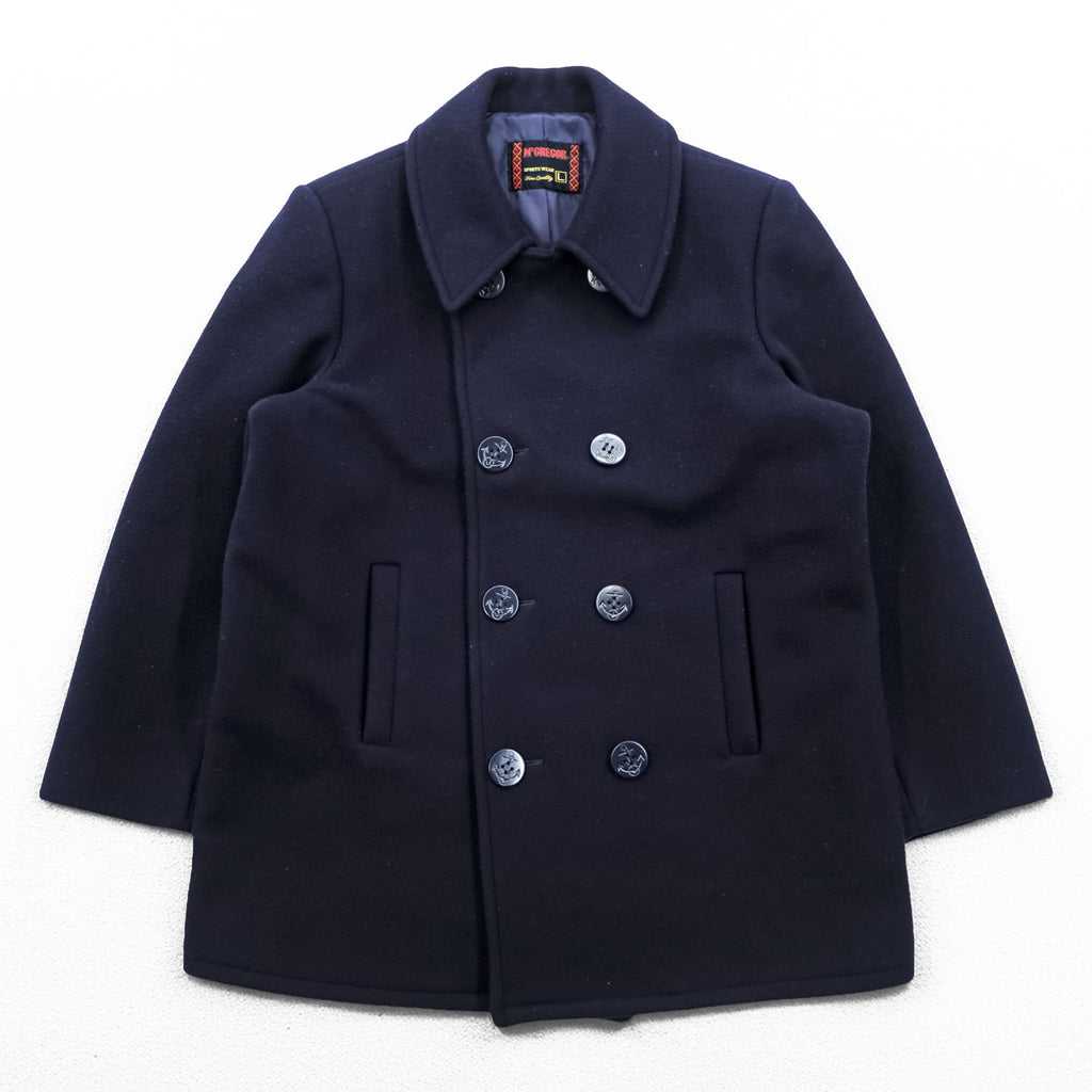 McGregor 80s Vintage Japan Made Melton Wool Peacoat Navy Double Breasted Short Coat Made in Japan Size L