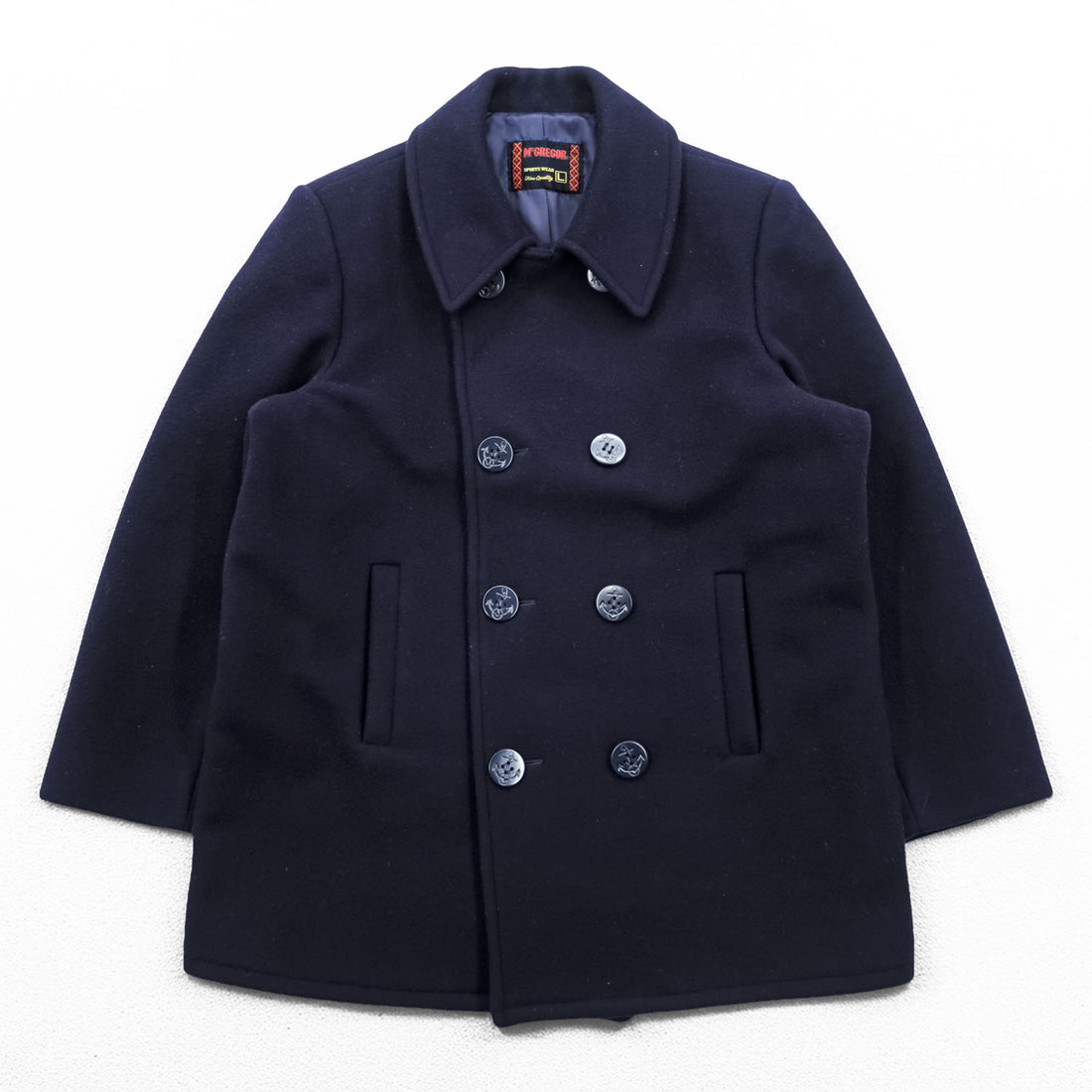 McGregor 80s Vintage Japan Made Melton Wool Peacoat Navy Double Breasted Short Coat Made in Japan Size L