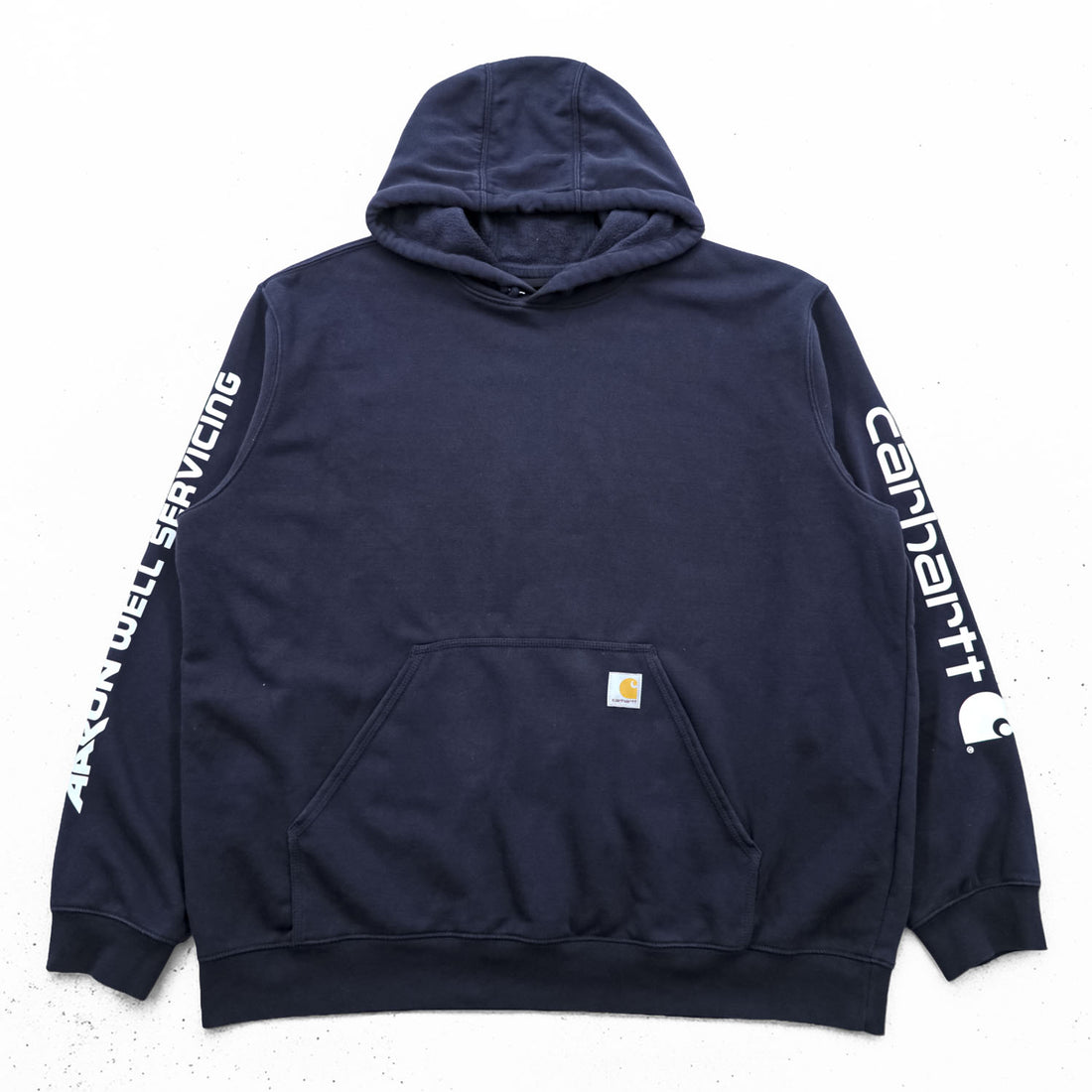 carhartt ルーズフィット プルオーバー パーカー XL ネイビー 袖プリント 裏起毛 LOOSE FIT カンガルーポケット TS0288 ビッグサイズ