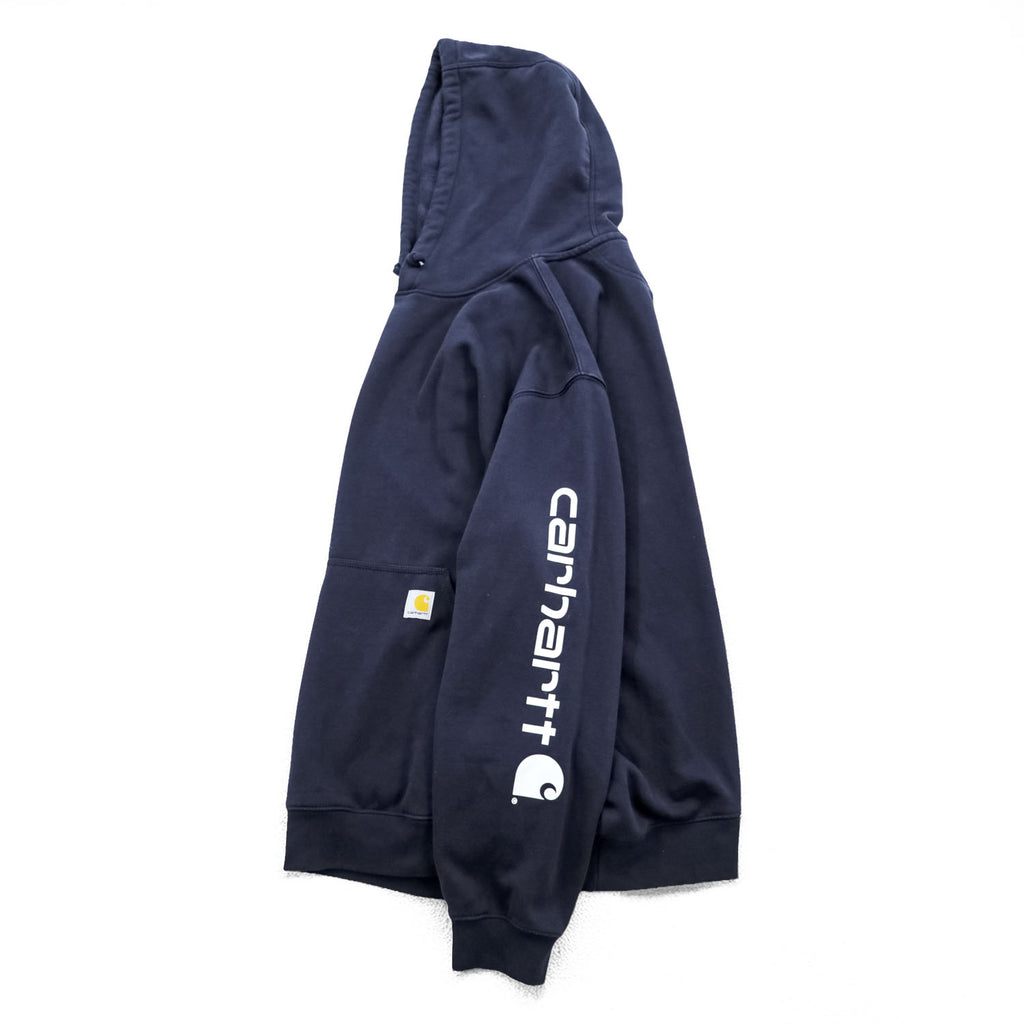 Carhartt Loose Fit Hoodie, Size 2XL, Navy, Sleeve Print, TS0288