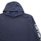 Carhartt Loose Fit Hoodie, Size 2XL, Navy, Sleeve Print, TS0288