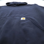 Carhartt Loose Fit Hoodie, Size 2XL, Navy, Sleeve Print, TS0288