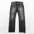 Levi Strauss 501 Denim Pants Jeans, Size M, Gray, Leather Patch, Button Fly, 00501 2144