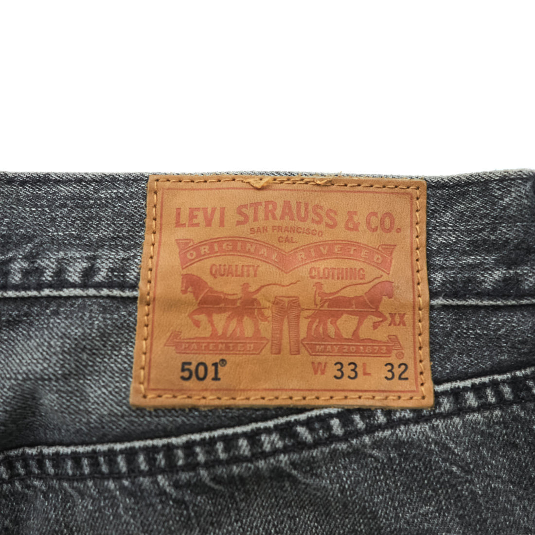 Levi Strauss 501 Denim Pants Jeans, Size M, Gray, Leather Patch, Button Fly, 00501 2144