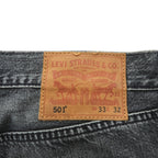 Levi Strauss 501 Denim Pants Jeans, Size M, Gray, Leather Patch, Button Fly, 00501 2144