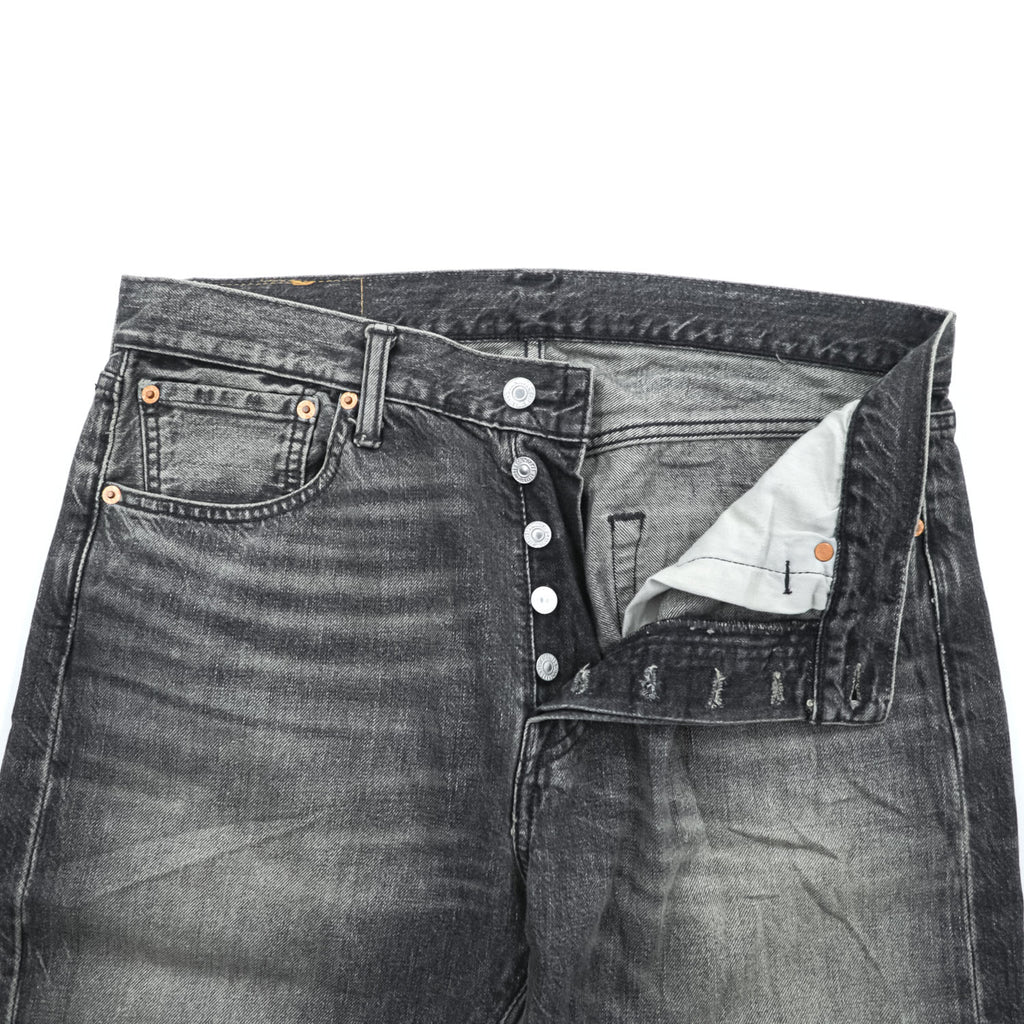 Levi Strauss 501 Denim Pants Jeans, Size M, Gray, Leather Patch, Button Fly, 00501 2144