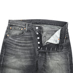 Levi Strauss 501 Denim Pants Jeans, Size M, Gray, Leather Patch, Button Fly, 00501 2144