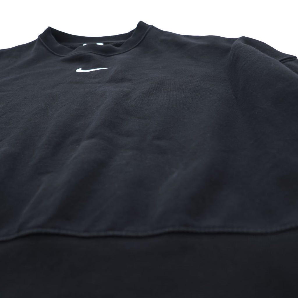 NIKE Oversized Cropped Sweatshirt, Free Size, Black, Center Swoosh, Short Length, Wide Silhouette, DJ7665-010