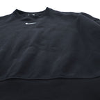 NIKE Oversized Cropped Sweatshirt, Free Size, Black, Center Swoosh, Short Length, Wide Silhouette, DJ7665-010
