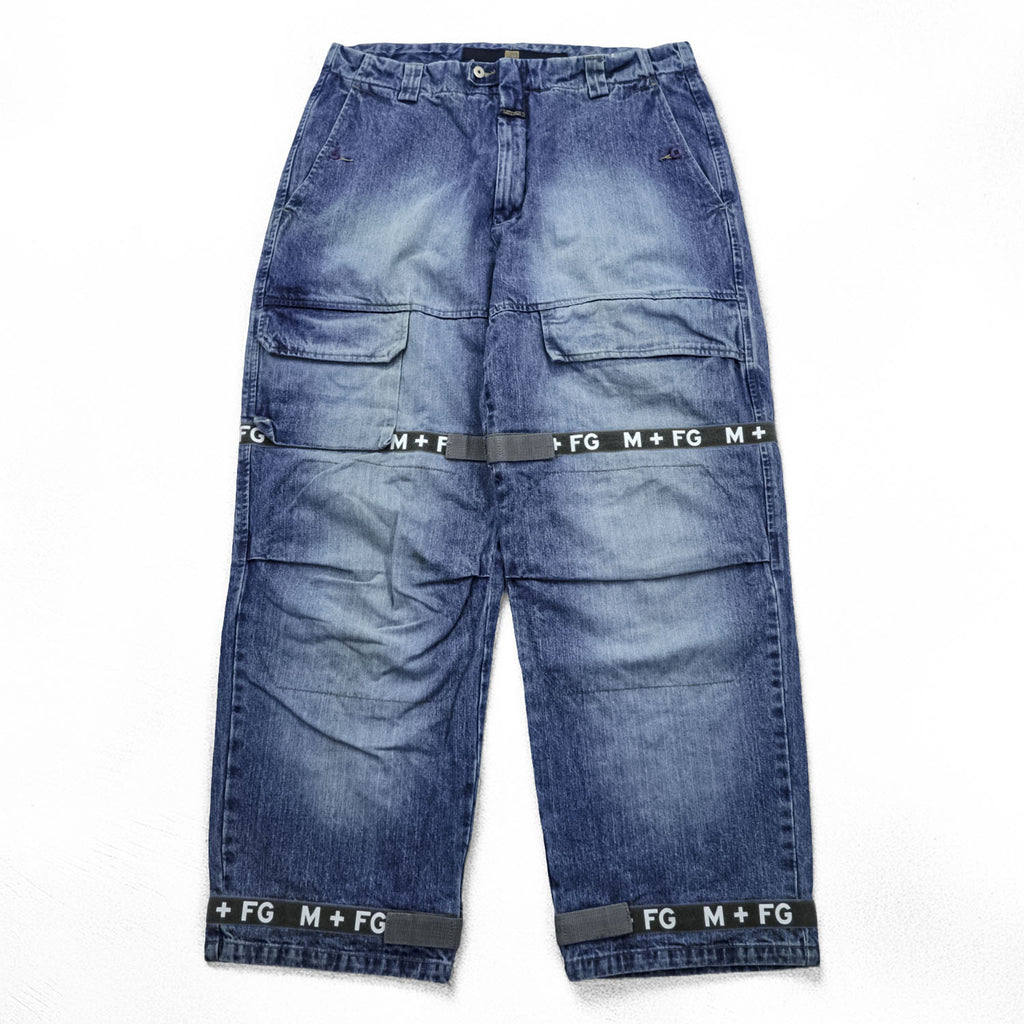 MARITHE + FRANCOIS GIRBAUD 90s Vintage Shuttle Pants Denim Jeans XL and up Blue