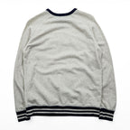 Polo Ralph Lauren V-gusset sweatshirt, size L, beige/navy, with arch logo patch and ribbed trim.