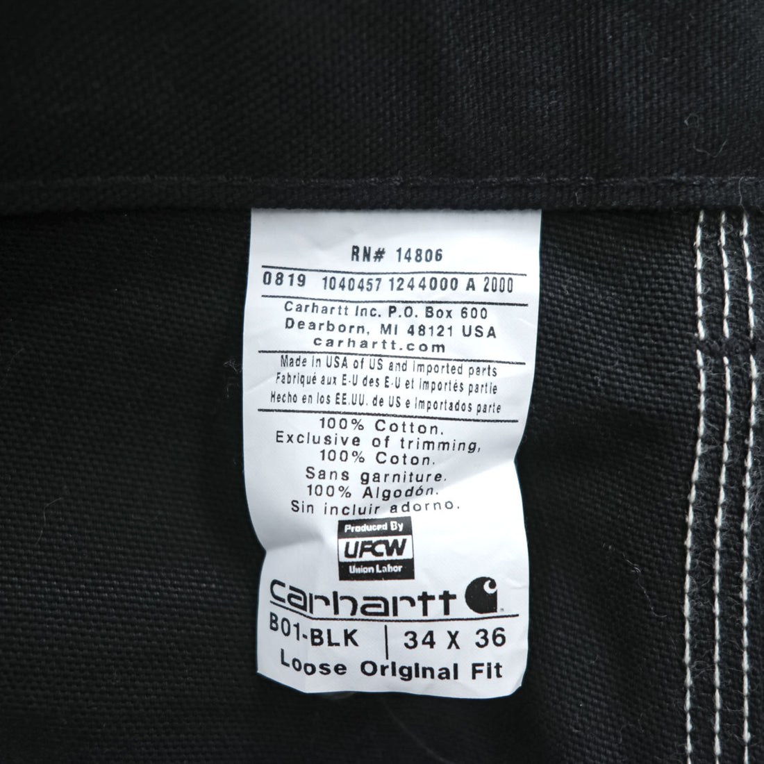 Carhartt USA Made Duck Double Knee Painter Work Pants LOOSE ORIGINAL FIT L Black Unused B01