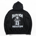 UK-Made Vintage DEATH ROW RECORDS Hip Hop Label Hoodie, Size L, Black, UK Made, Double-Sided Print
