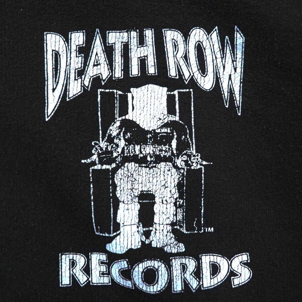 UK-Made Vintage DEATH ROW RECORDS Hip Hop Label Hoodie, Size L, Black, UK Made, Double-Sided Print