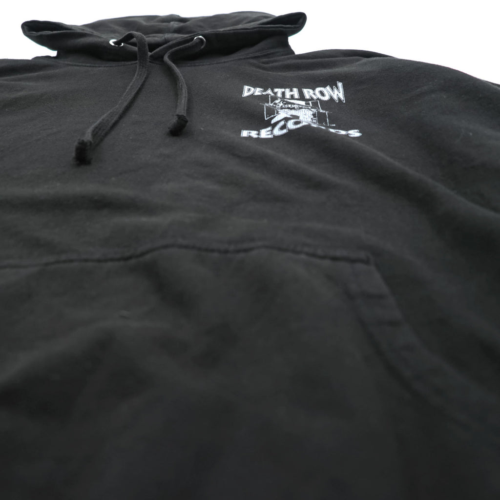 UK-Made Vintage DEATH ROW RECORDS Hip Hop Label Hoodie, Size L, Black, UK Made, Double-Sided Print