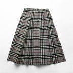 BURBERRY 日本製 90年代 ヴィンテージ ラップ プリーツ スカート M グレー ノバチェック