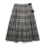 BURBERRY 日本製 90年代 ヴィンテージ ラップ プリーツ スカート M グレー ノバチェック